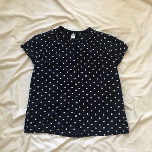 Polka Dot Collarless Button Down